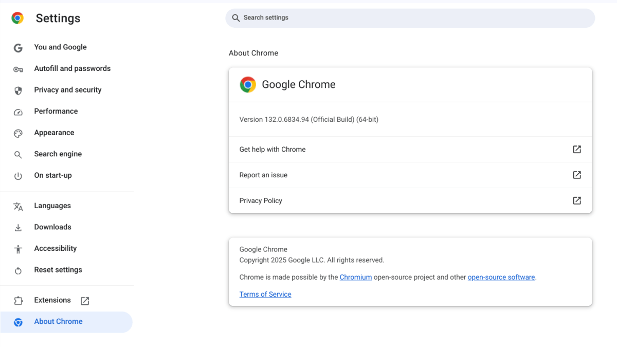 ChromeOS automatic updates screenshot