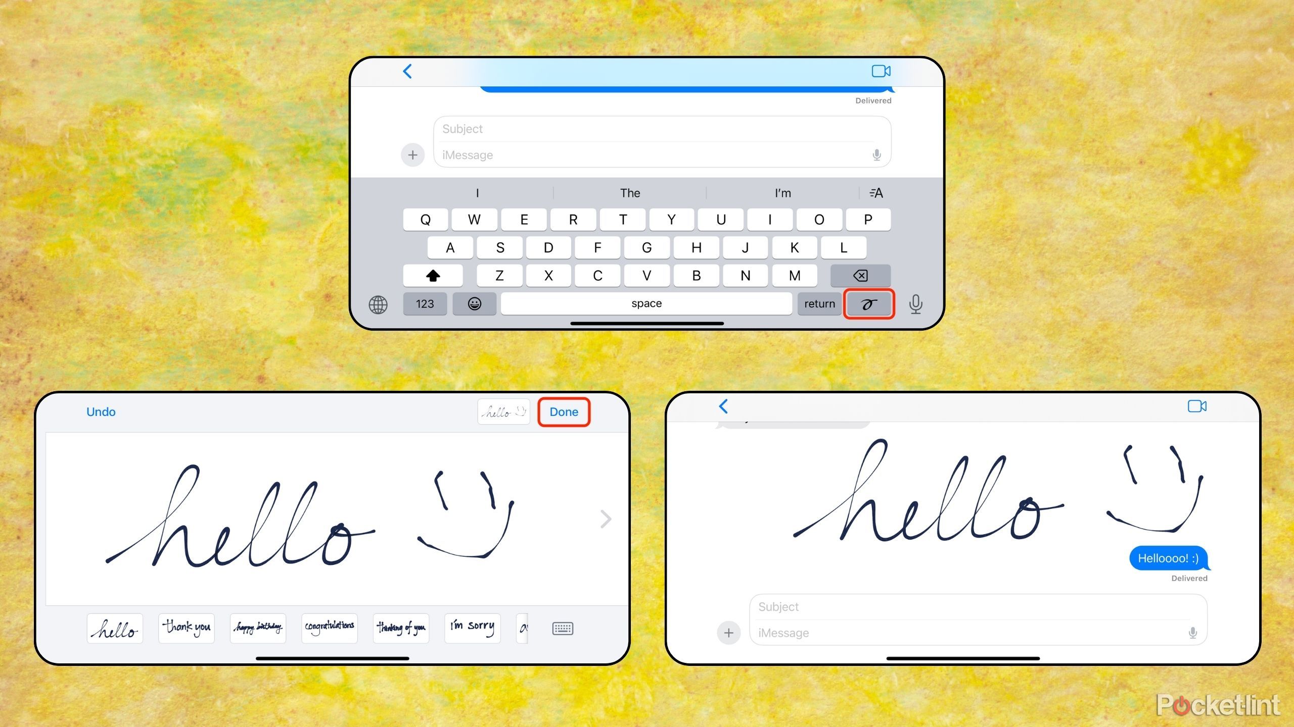 iMessage handwritten message screenshots