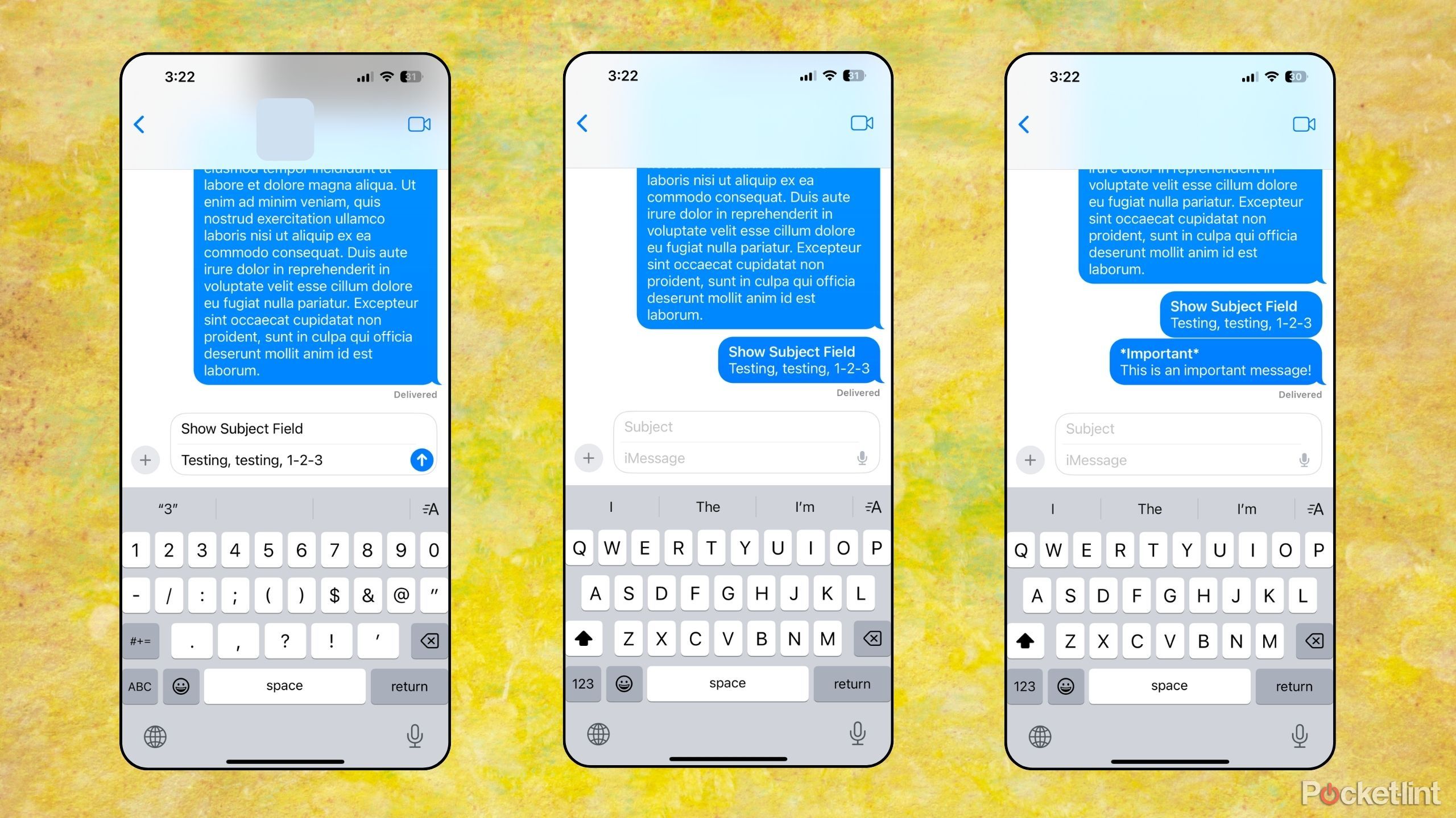 iMessage Show Subject Field screenshots