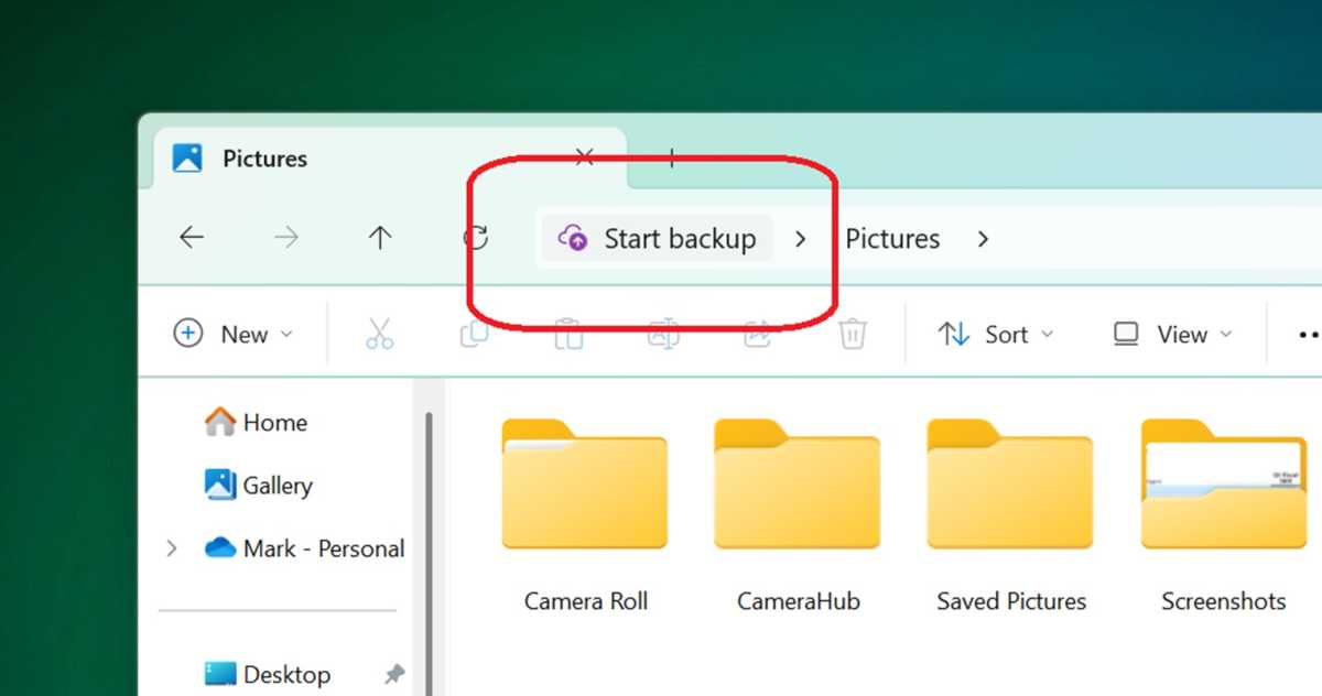 Windows 11 File Explorer Start backup