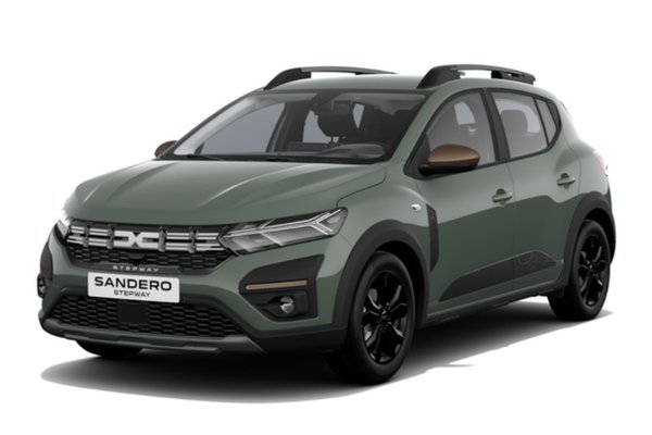 Sandero Stepway SUV in olive green.