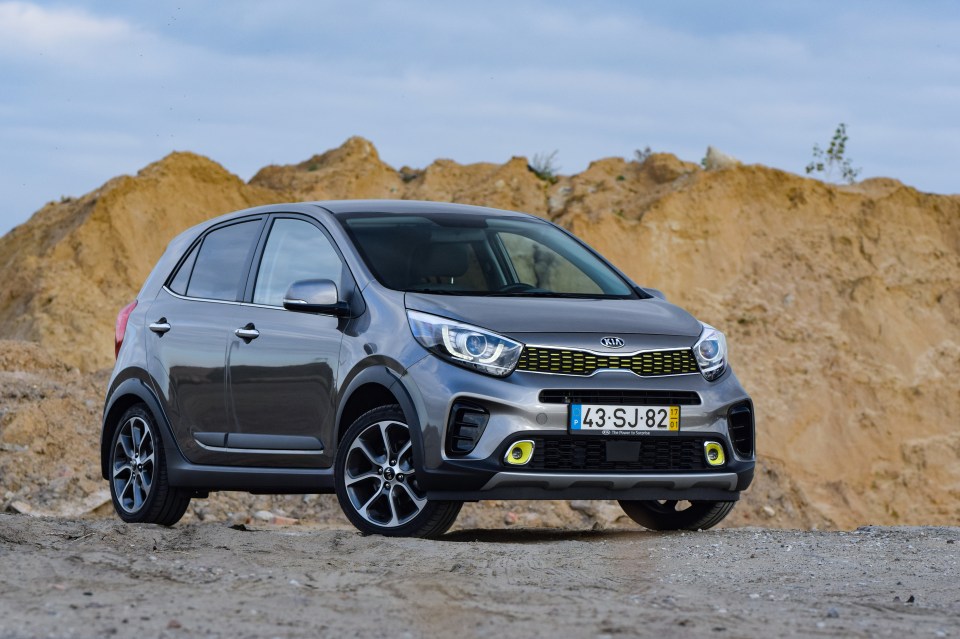 Kia Picanto X-Line parked on a dirt road.