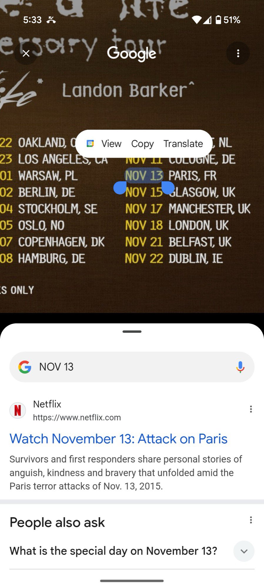 google circle to search screenshot calendar date