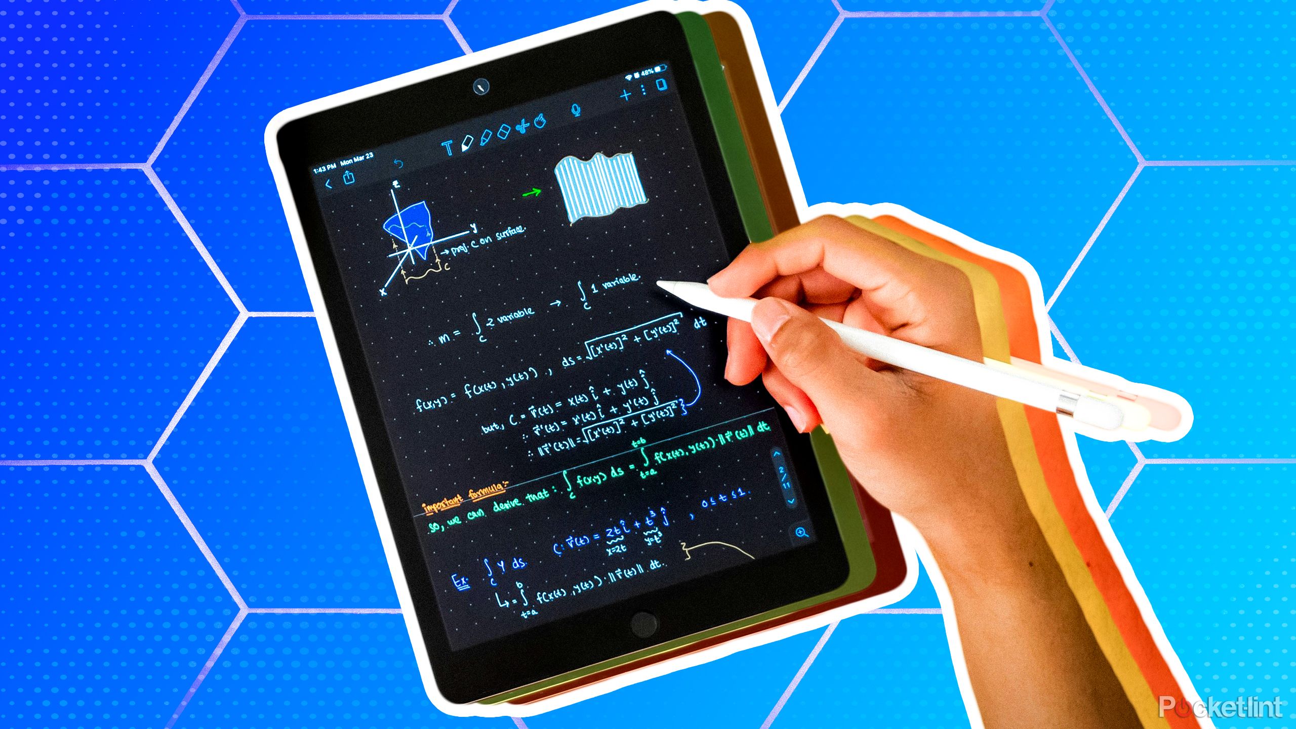 A custom image of a note-taking app on an iPad.