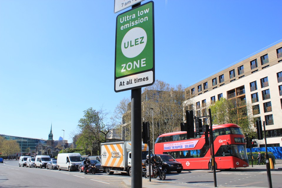 ULEZ zone sign in London.