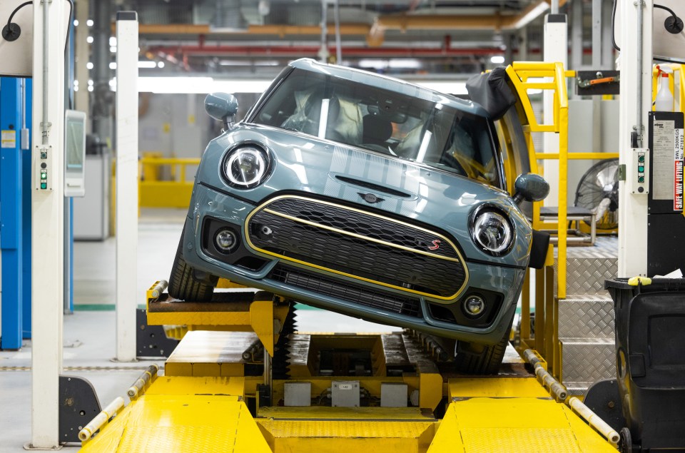 Mini Cooper S on a production line at a BMW plant.