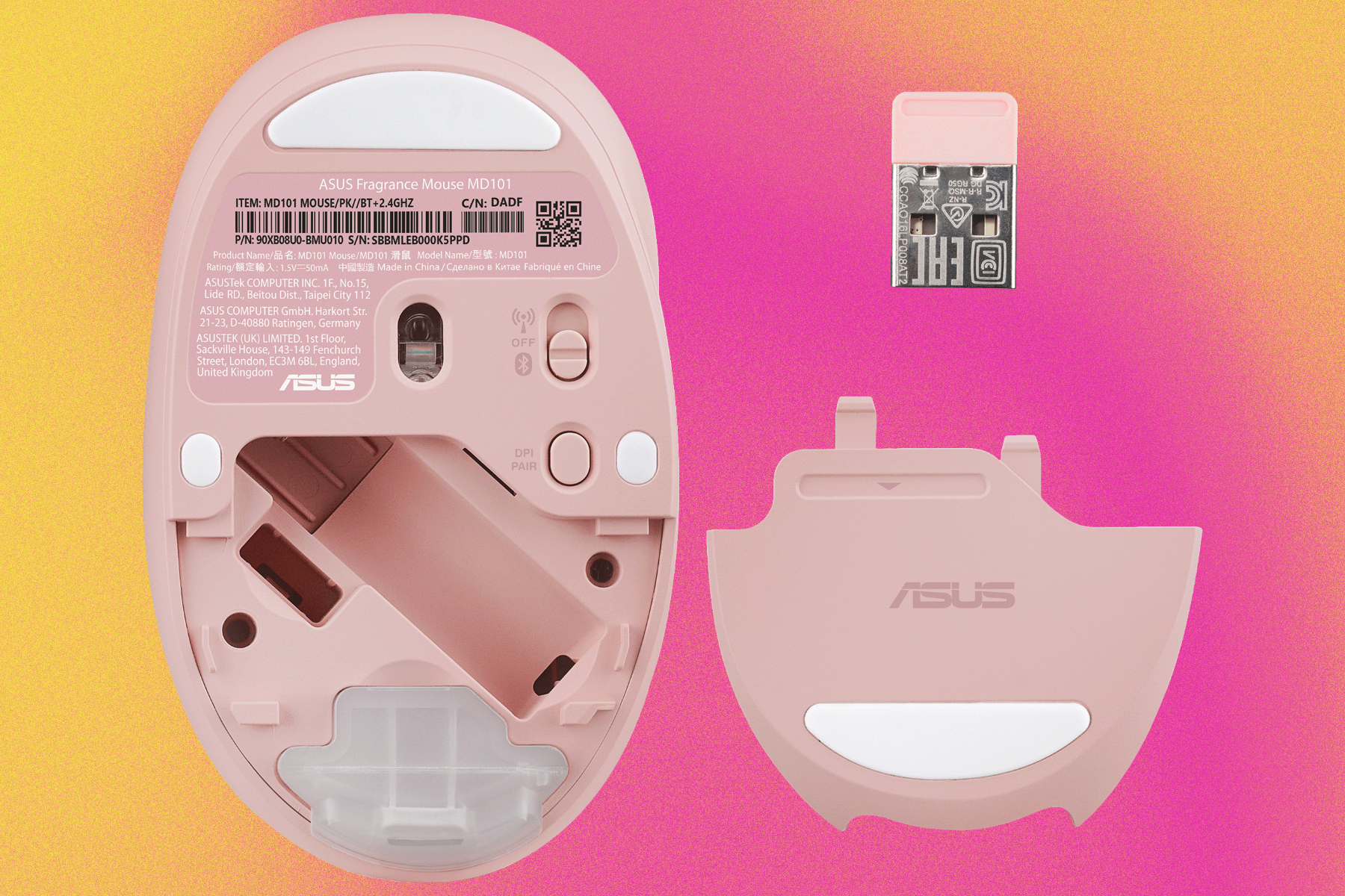 Underside of ASUS Fragrance Mouse.