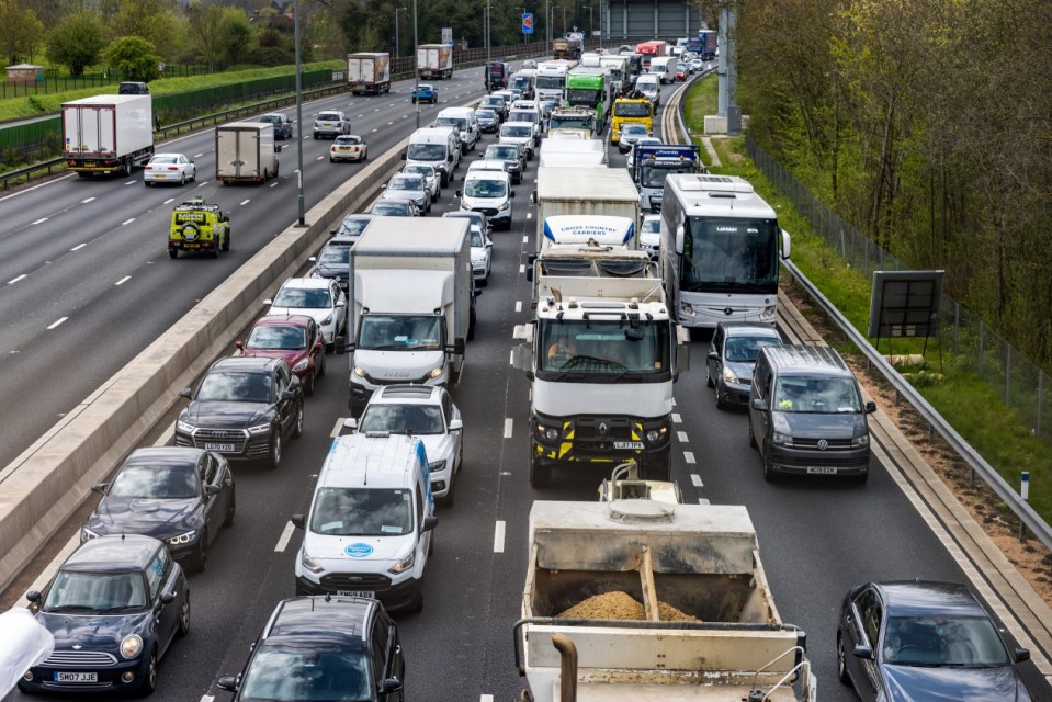 Vehicles pass along a recently completed section of the M4 smart motorway on 19 April 2023 in Slough, United Kingdom. The government has announced the cancellation of all new smart motorways due to cost and safety concerns but it faces growing calls to reinstate hard shoulders on existing smart motorways in spite of a previously announced safety refit. (photo by Mark Kerrison/In Pictures via Getty Images)