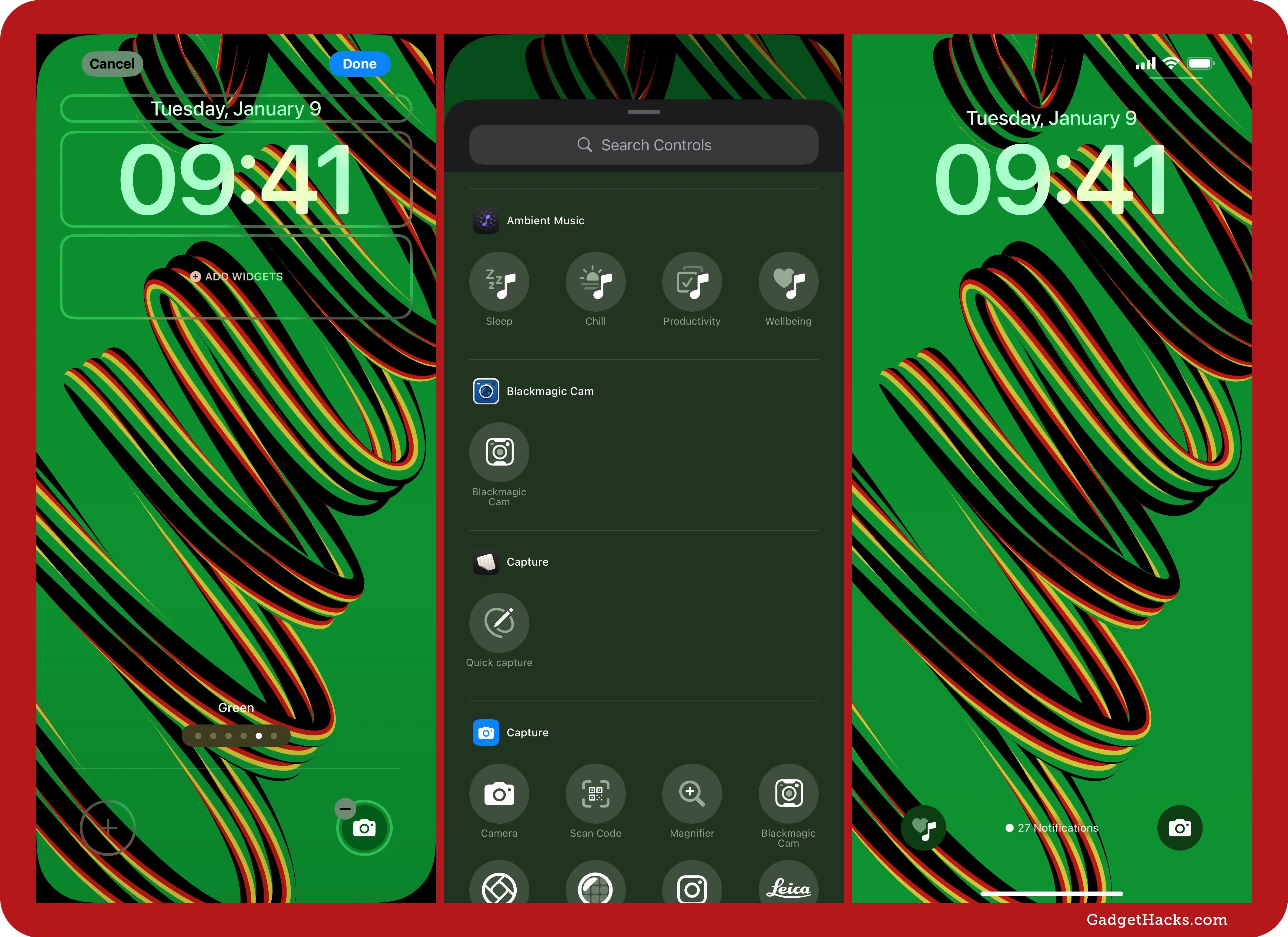 Tap the Plus button on the Lock Screen, choose an Ambient Music control from the picker, and save your changes to see the new control on the Lock Screen.