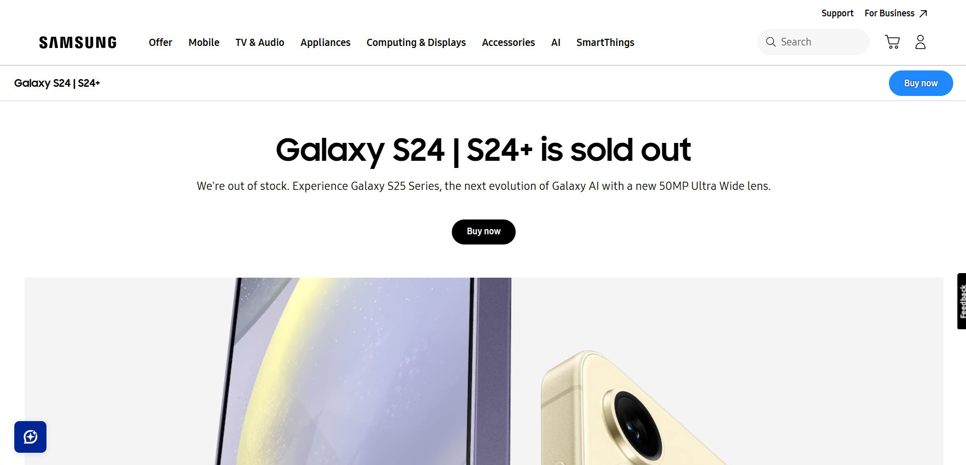 Galaxy S24 and S24 Plus sold out