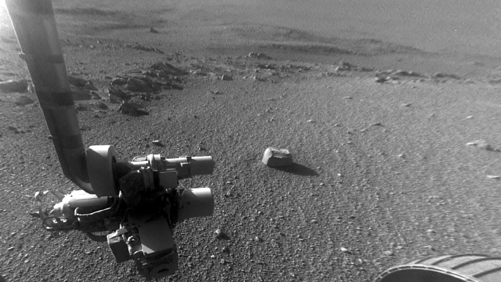 A photograph taken by Opportunity of the ground texture of Perseverance Valley.