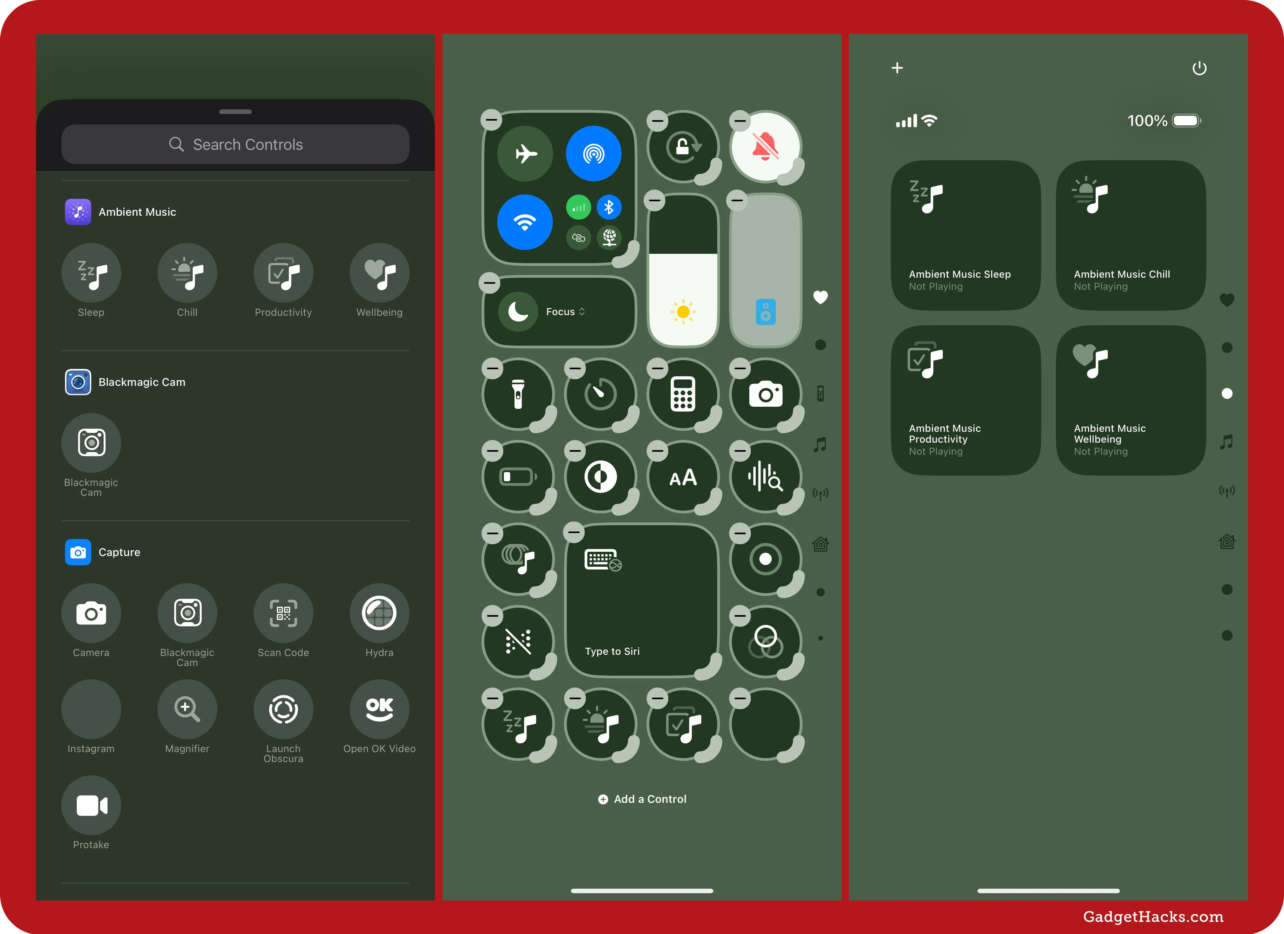 In Control Center, you can add new Ambient Music controls for Chill, Productivity, Sleep, and Wellbeing.