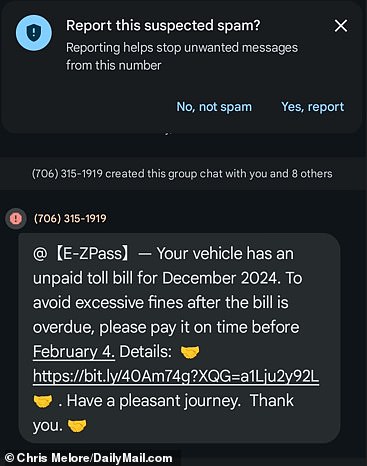 The FBI warns that a widespread texting scam is trying to fool people into thinking they owe unpaid driving tolls and fees - even if some recipients don't have a car.