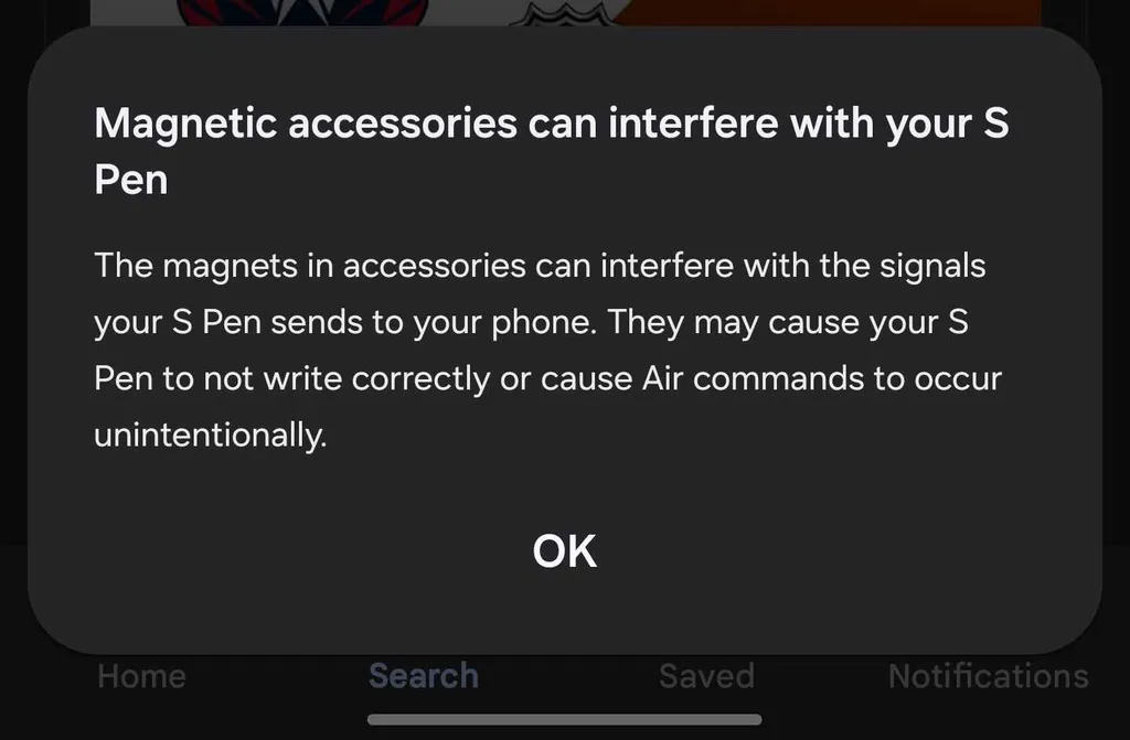 Galaxy S25 Ultra S Pen magnetic accesories alert