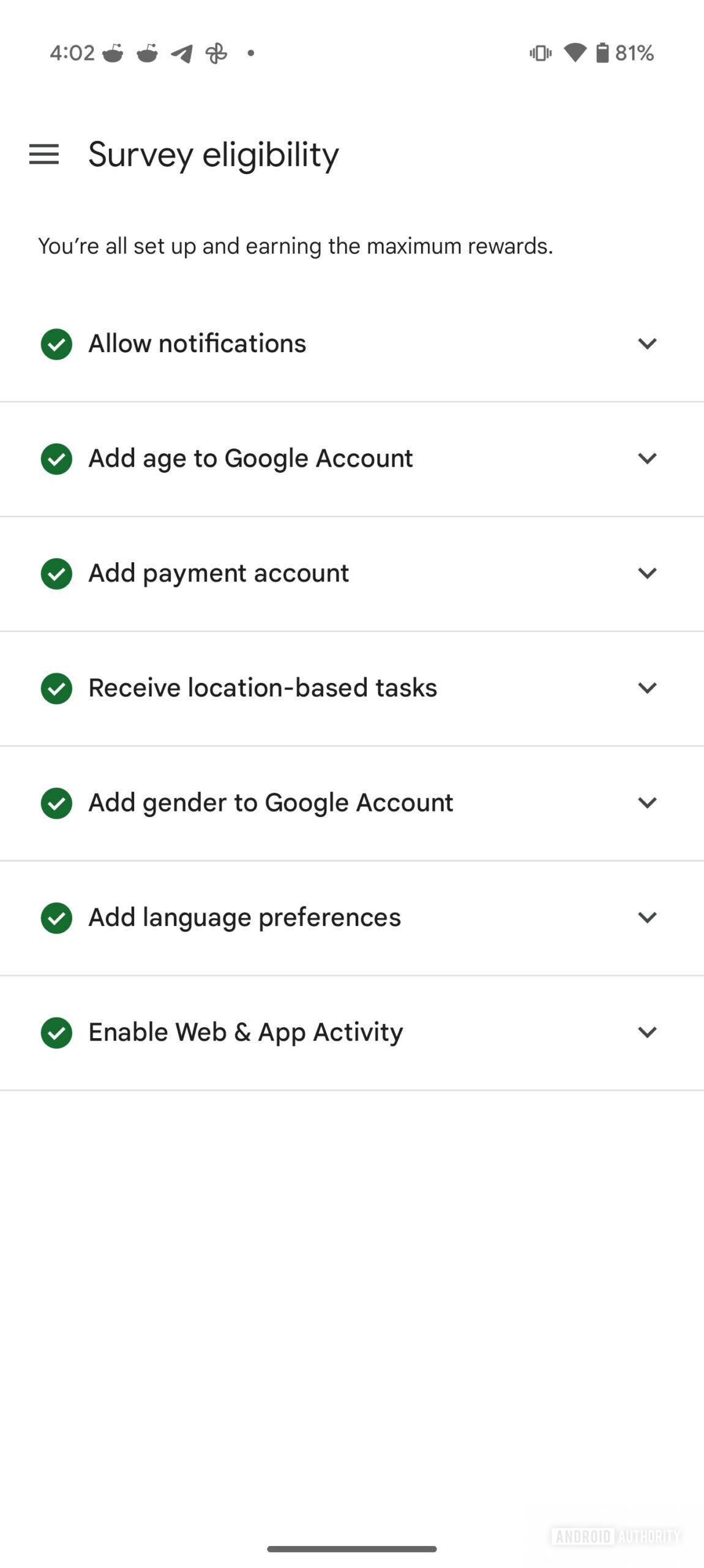 Google Opinion Rewards Old