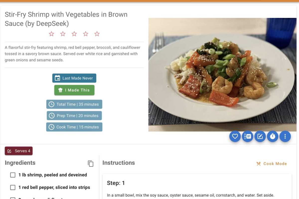 AI food photo recipe