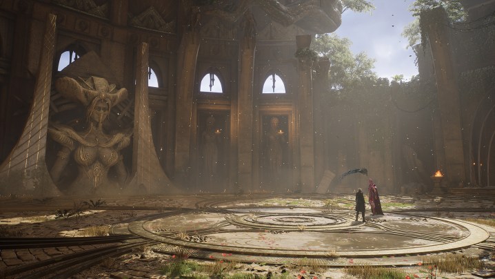 Two charactrers in Lost Soul Aside in a temple.