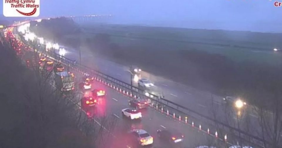 A crash has sparked long delays on the M4 at Prince of Wales Bridge