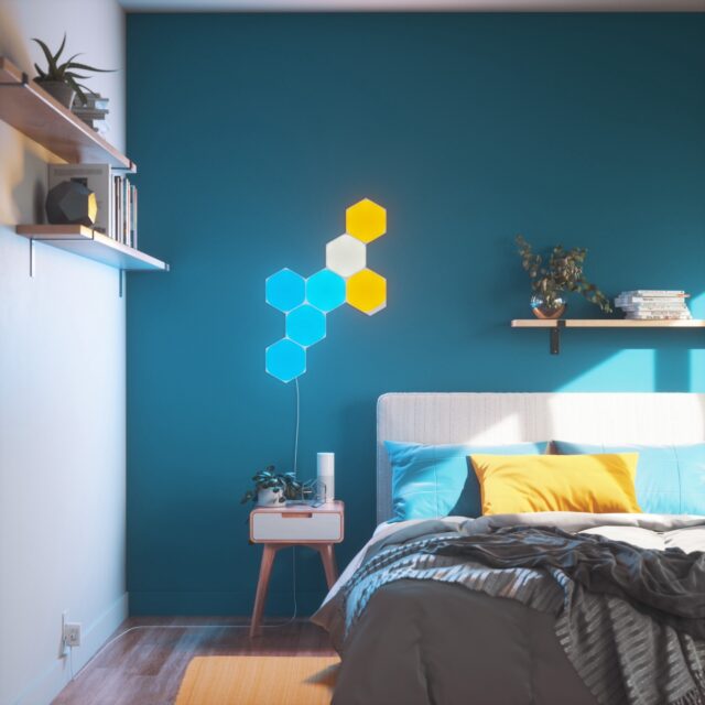 Seven piece hexagon lights in bedroom