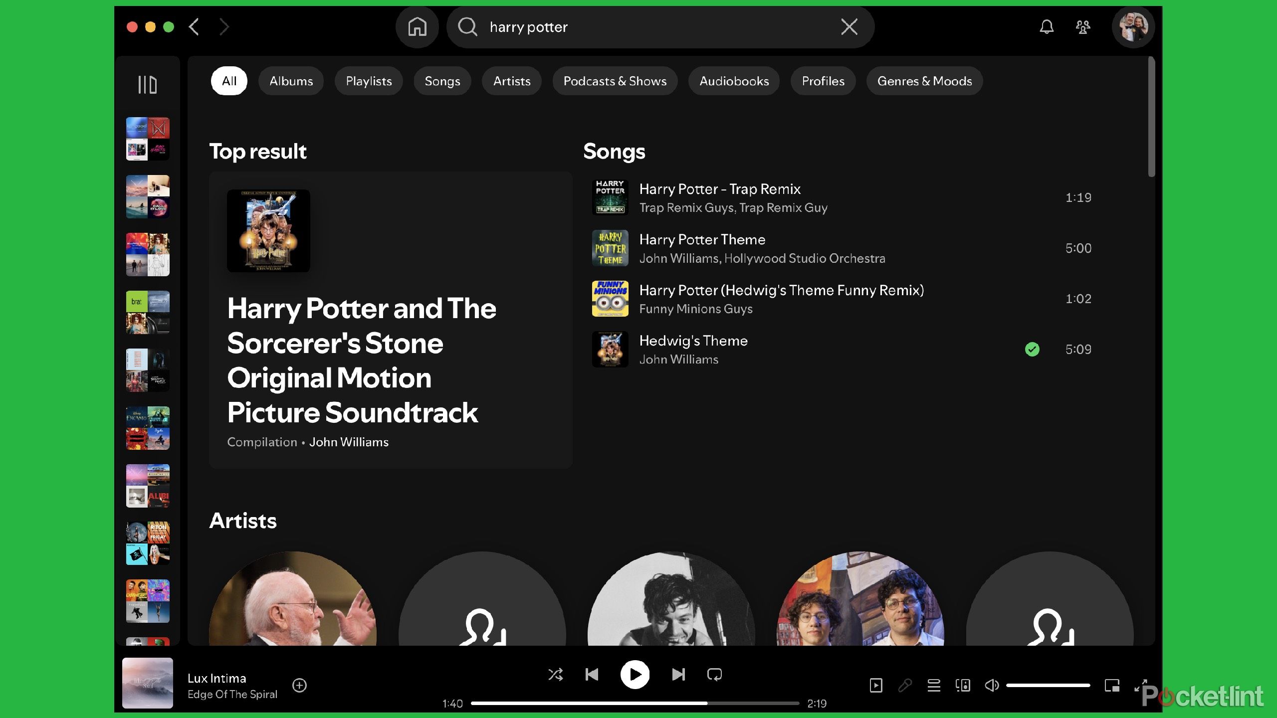 Spotify search filters. 