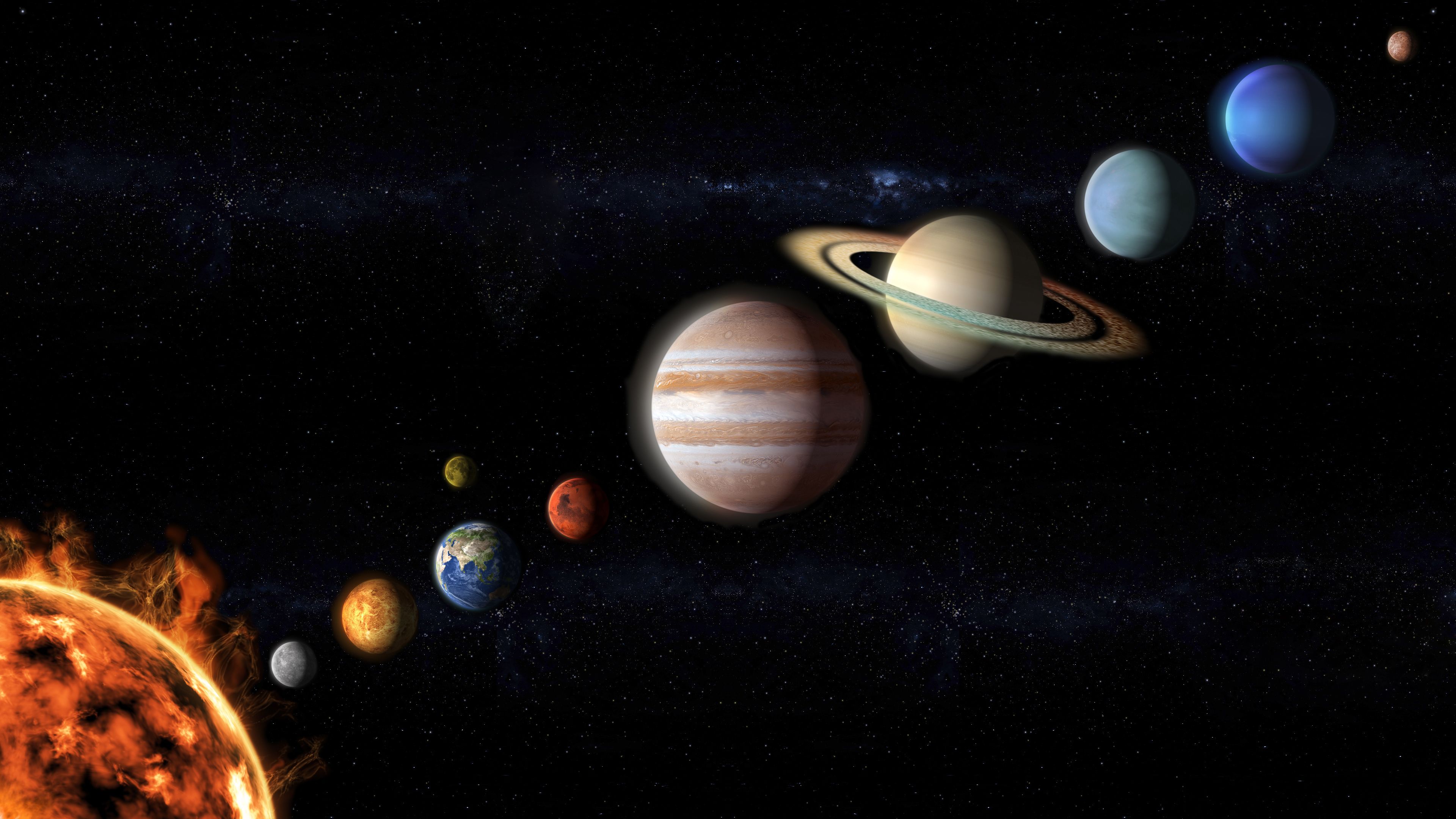 Planets in the Solar System lined up.