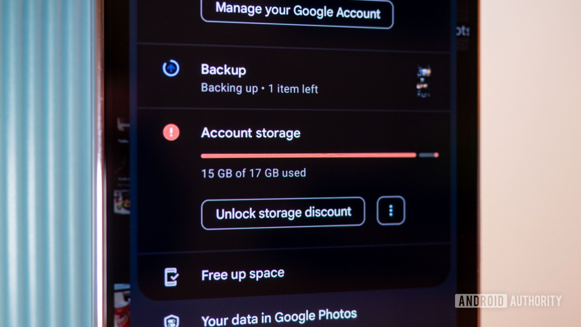 google photos account storage almost full