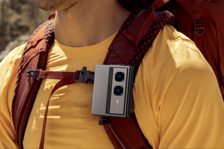 Infinix S Zero tri-fold phone concept used for hiking.