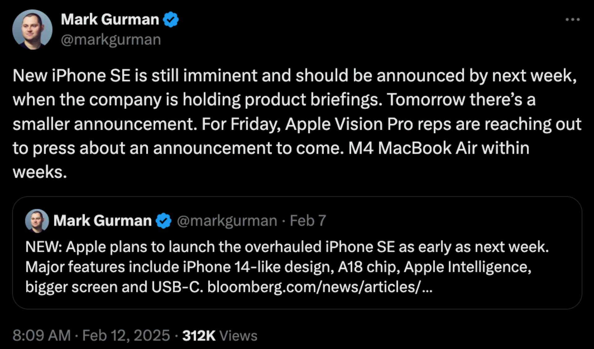 Mark Gurman iPhone SE 4 launch postponed