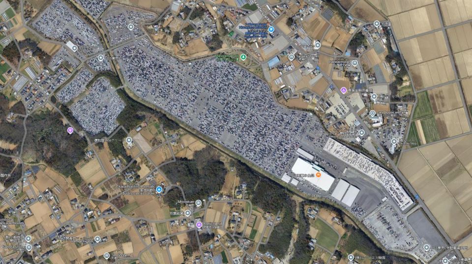 Aerial view of USS Tokyo car auction.