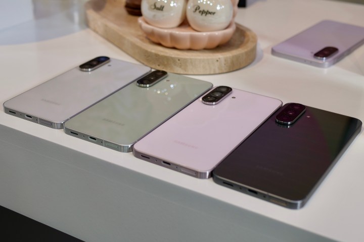 The Samsung Galaxy A56's different color options.