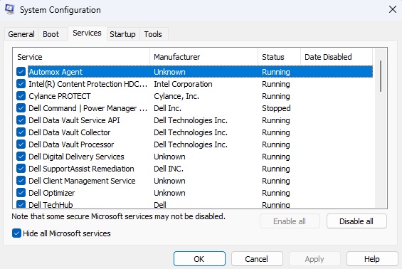 Services config