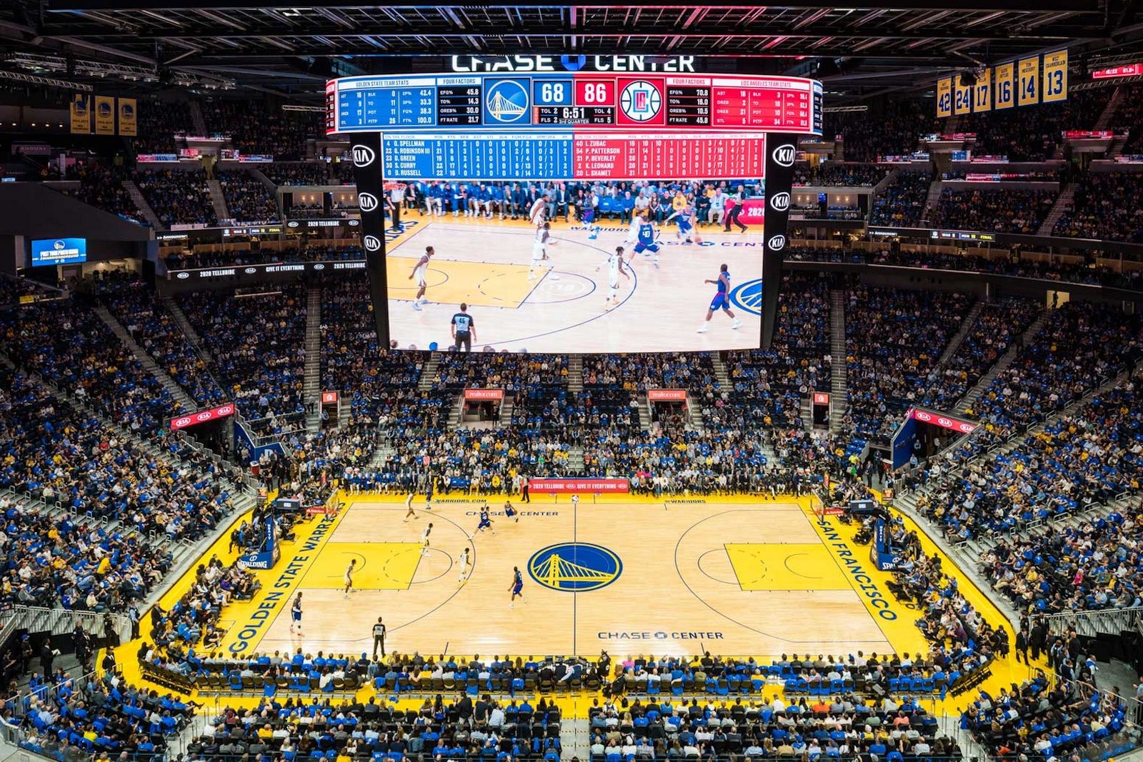 Golden Stage Warriors Chase Center from high in the stands