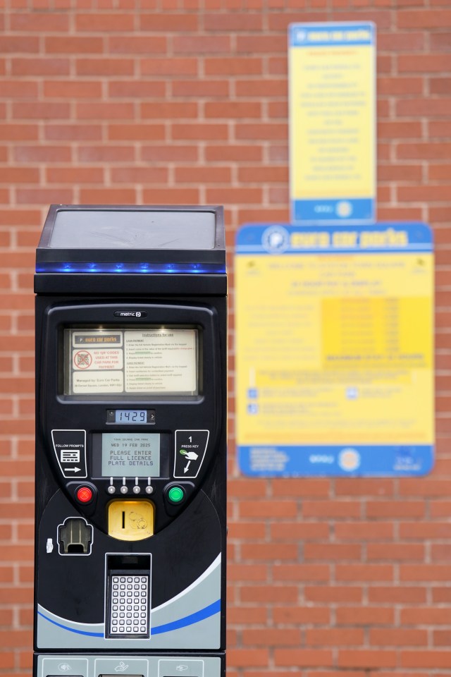 Parking payment machine requiring license plate entry.