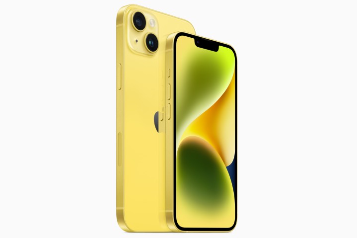 The iPhone 14 and iPhone 14 Plus in yellow.