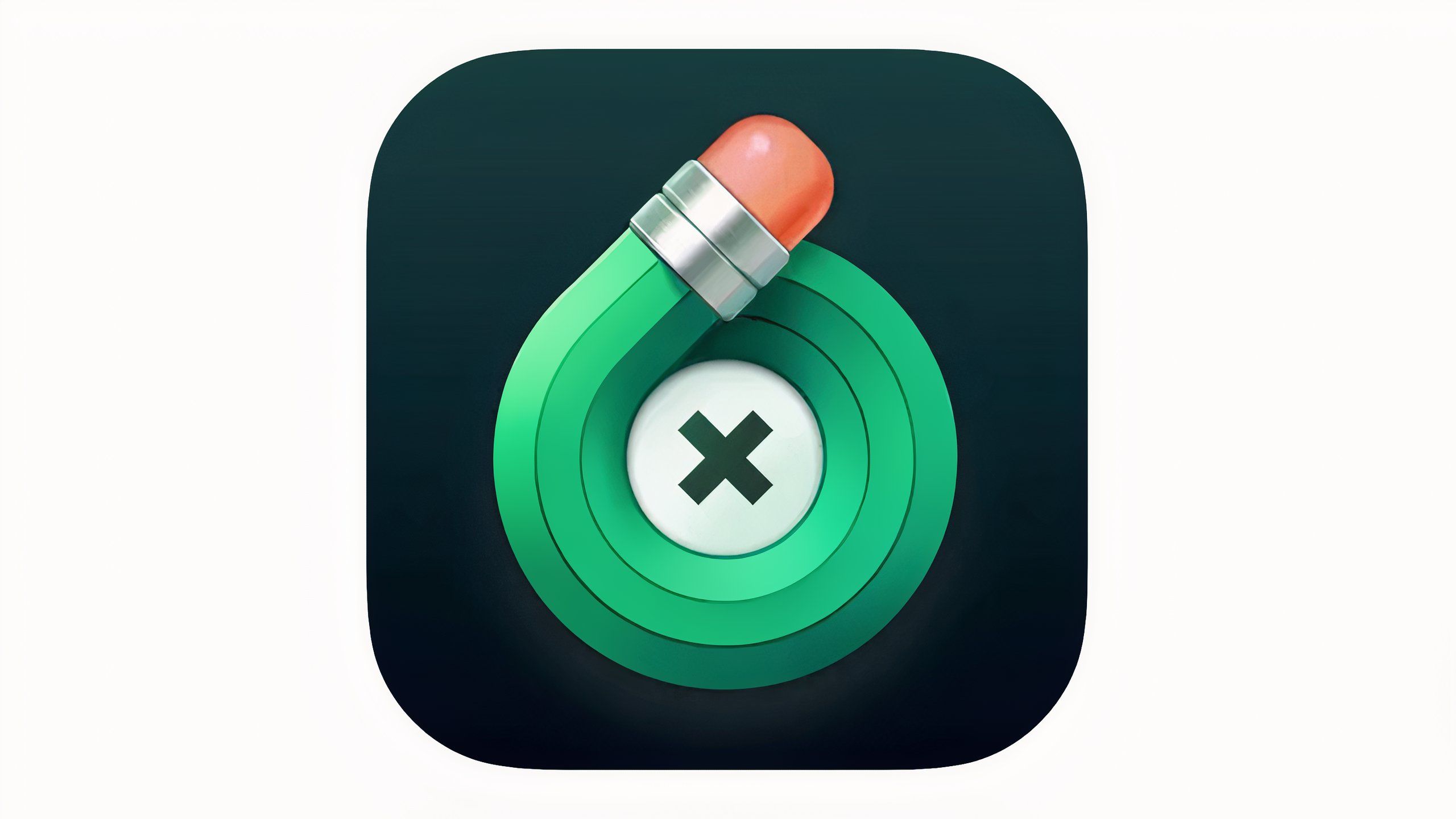 A black app icon with a green curving pencil on it.