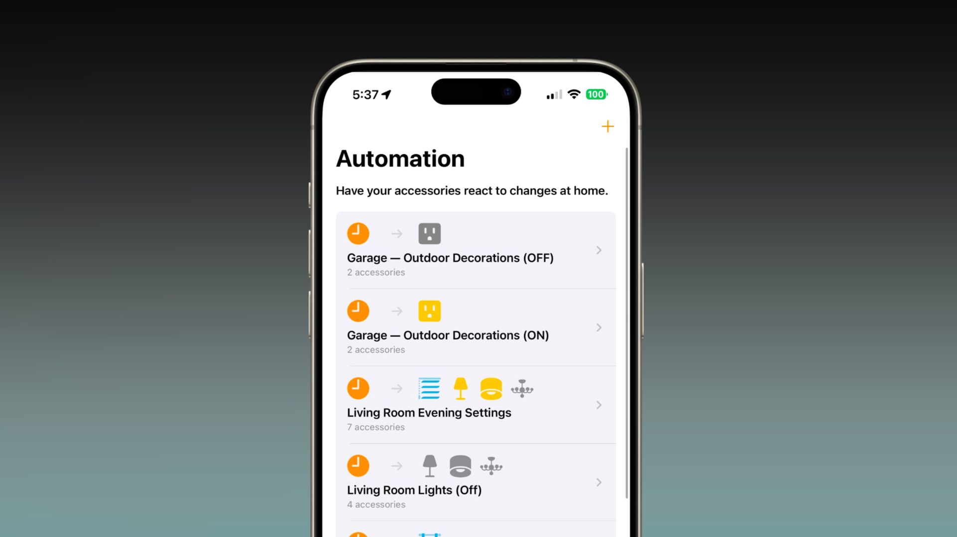 iPhone Shortcuts app with automations on the screen.