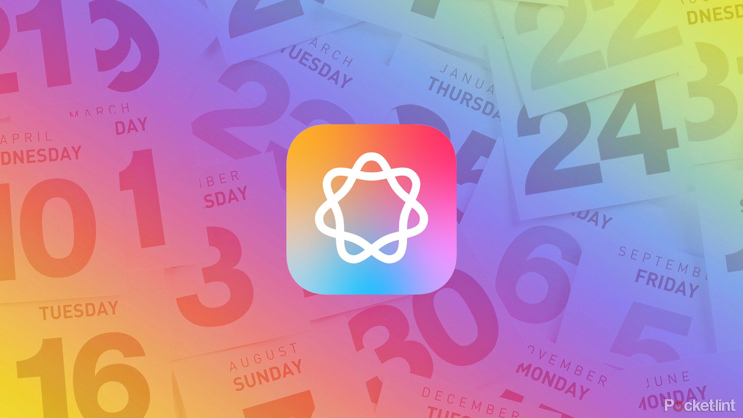 apple intelligence logo on colored background of dates