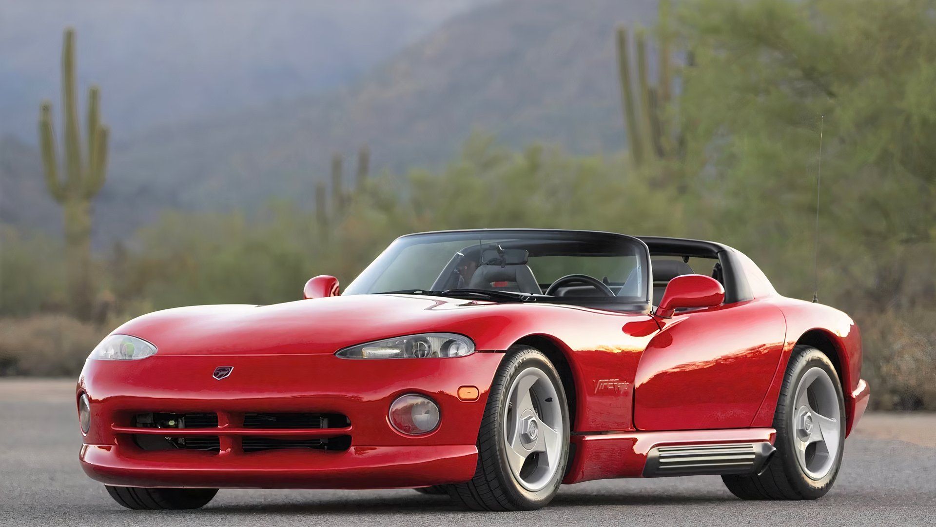 Red 1992-1995 Dodge Viper in desert 