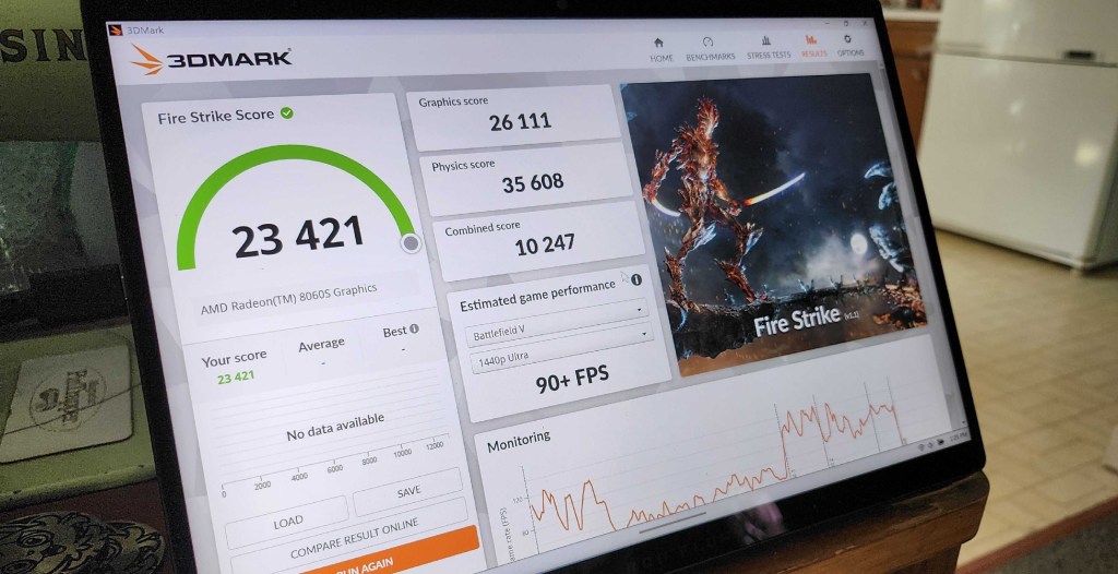 Fire Strike benchmark score on ROG Flow Z13