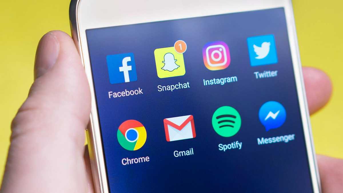 Popular apps like Facebook, Snapchat, Instagram, and Gmail on a Phone