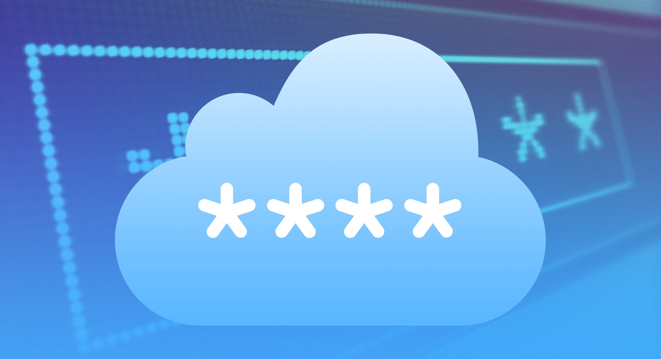 A cloud image with several asterisks inside it representing a password