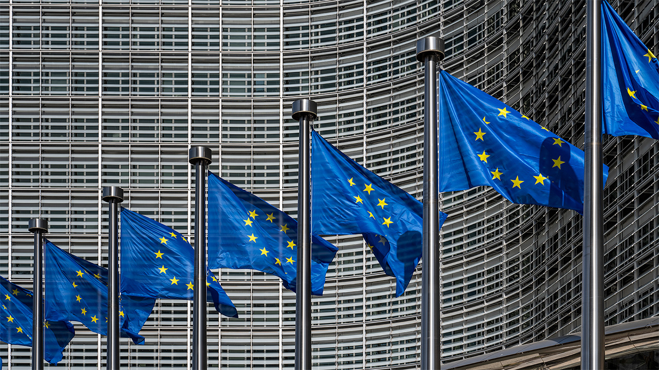 EU flags flying