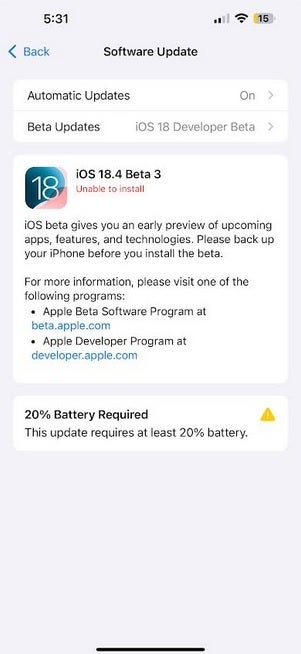 Apple releases iOS 18.4 beta 3. | Image credit-PhoneArena - Apple releases iOS 18.3.2 update you need to install now to patch exploited iPhone security flaw