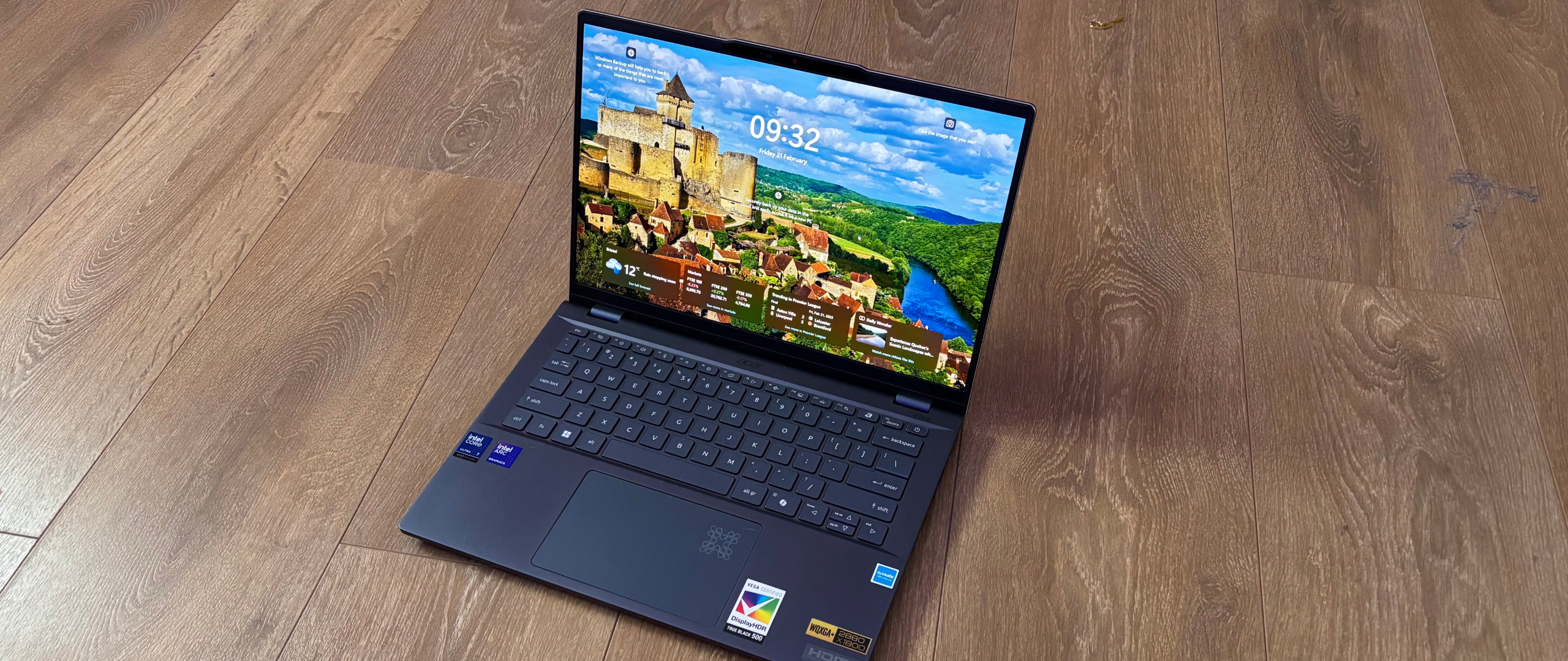 Acer Aspire 14 AI Laptop powered on to the Windows 11 login screen