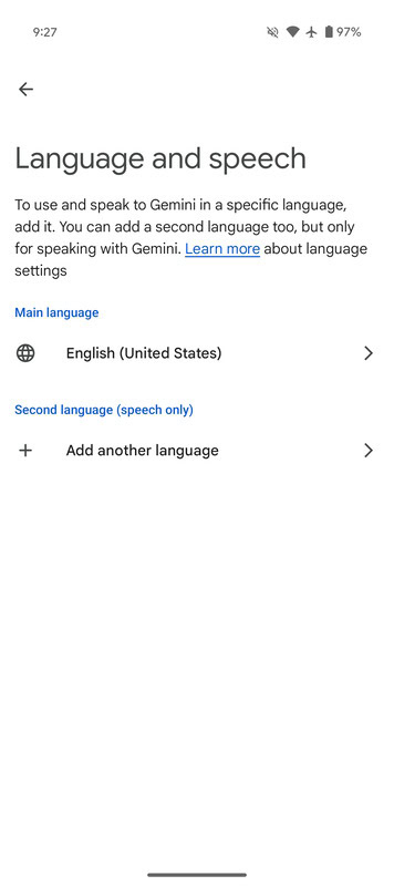 Gemini Live second language