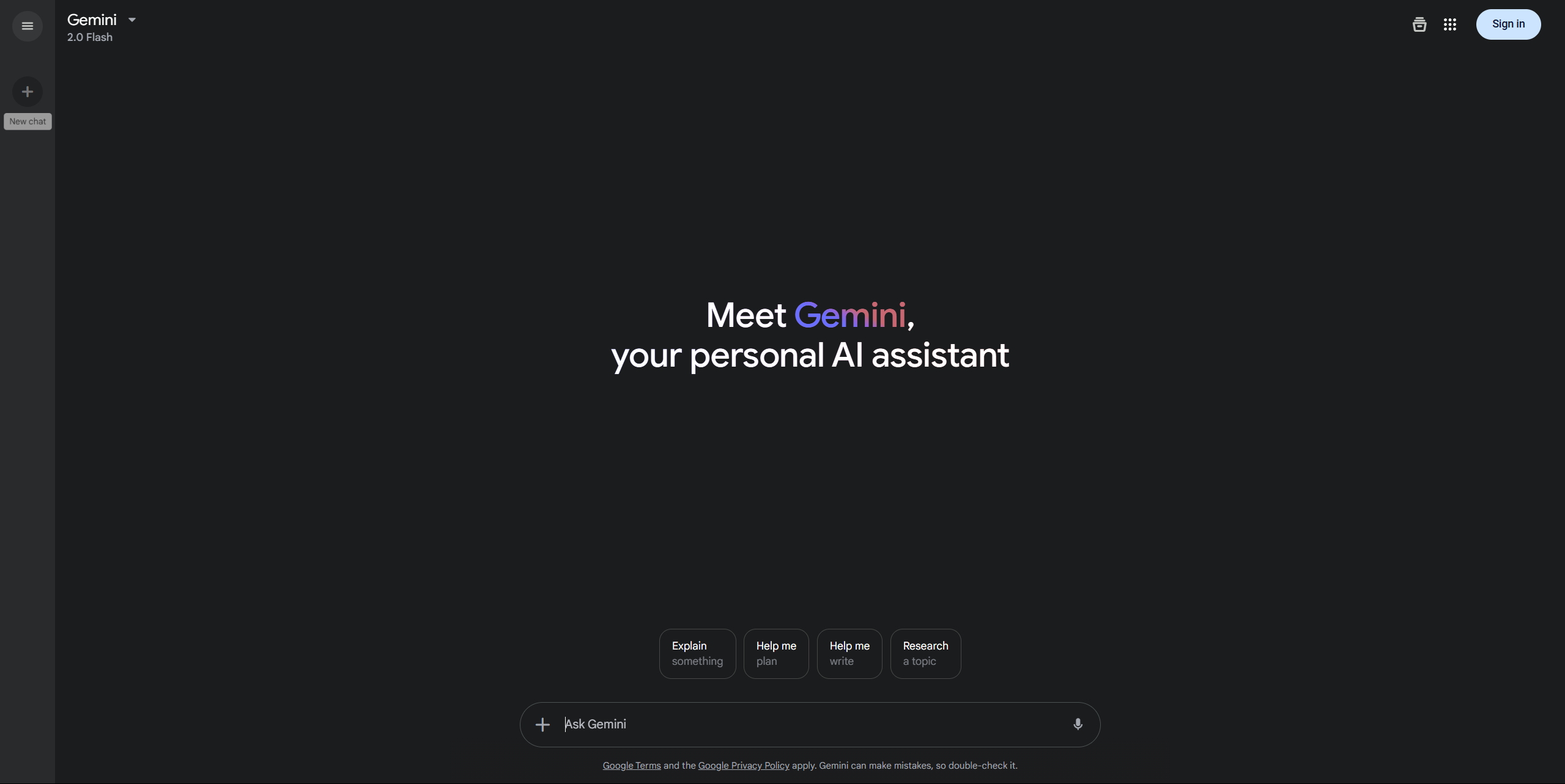 Use Gemini without signing in screenshot