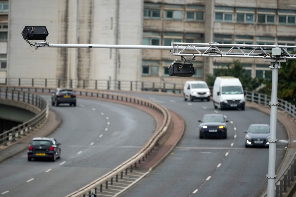 AI safety camera monitoring traffic on a highway.