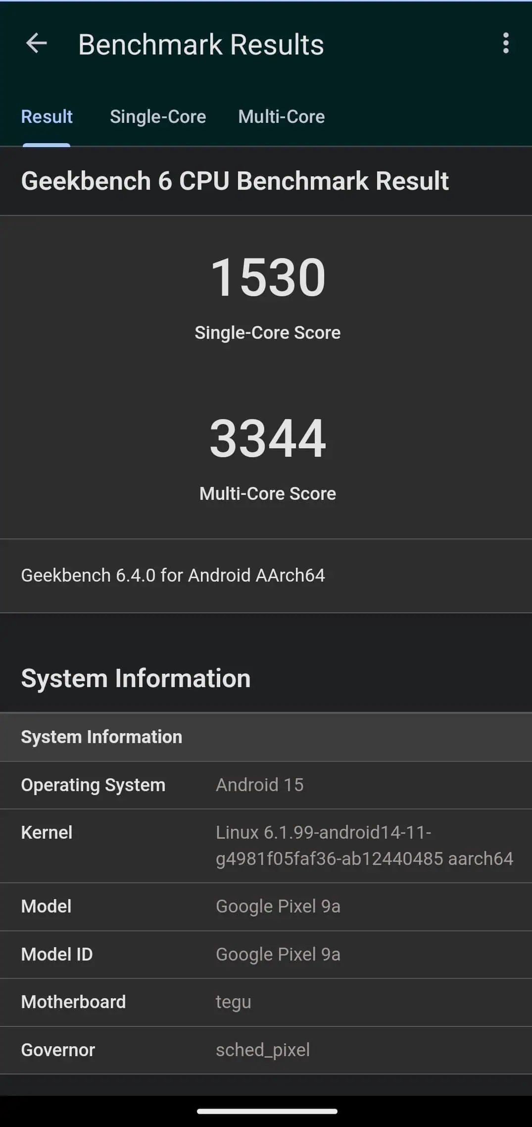 Google Pixel 9a Geekbench pre release