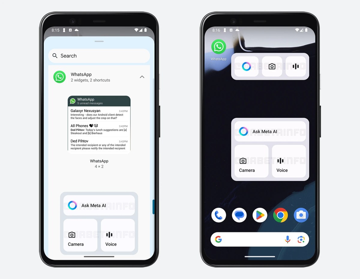 WA META AI HOME SCREEN WIDGET FEATURE ANDROID