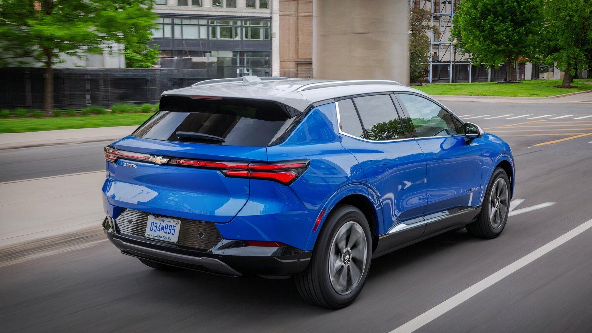 Rear ariel action shot of a 2025 Chevrolet Equinox EV